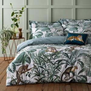 Jungle Green 100% Cotton Reversible Duvet Cover and Pillowcase Set Green, White and Brown