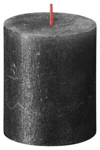 Bolsius Rustic Pillar Candles Shimmer 4 pcs 80x68 mm Anthracite