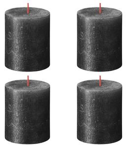 Bolsius Rustic Pillar Candles Shimmer 4 pcs 80x68 mm Anthracite