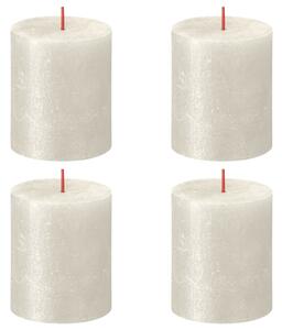 Bolsius Rustic Pillar Candles Shimmer 4 pcs 80x68 mm Ivory