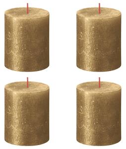 Bolsius Rustic Pillar Candles Shimmer 4 pcs 80x68 mm Gold