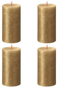 Bolsius Rustic Pillar Candles Shimmer 4 pcs 130x68 mm Gold