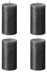 Bolsius Rustic Pillar Candles Shimmer 4 pcs 130x68 mm Anthracite