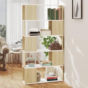 Book Cabinet Room Divider White and Sonoma Oak 80x24x155 cm Chipboard