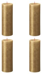 Bolsius Rustic Pillar Candles Shimmer 4 pcs 190x68 mm Gold