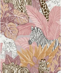 Good Vibes Wallpaper Jungle Animals Pink and Orange