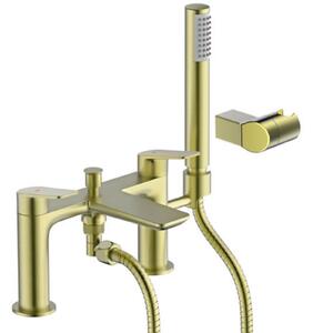Bathstore Aero Floorstanding Bath Shower Mixer Tap Brushed Brass