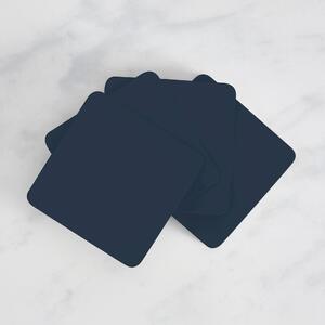 Set of 4 Painted Wooden Coasters Navy Blue