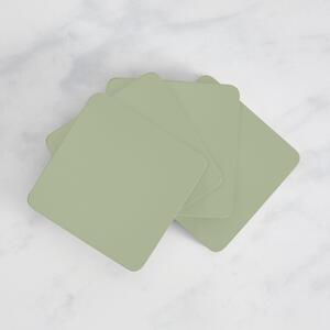 Set of 4 Painted Wooden Coasters Green