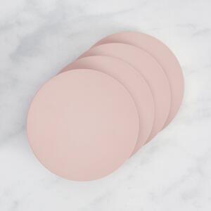 Set of 4 Painted Wooden Round Coasters Pink