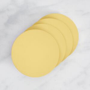 Set of 4 Painted Wooden Round Coasters Yellow