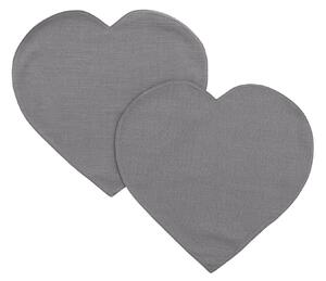 Set of 2 Isabelle Heart Shaped Placemats Charcoal