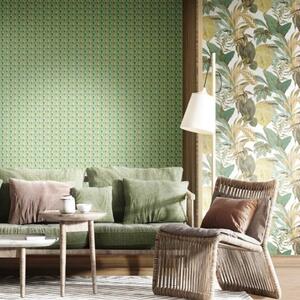 Topchic Wallpaper Big Leaves Green and Beige
