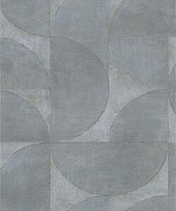 Vintage Deluxe Wallpaper Graphic Circle Look Metallic Grey