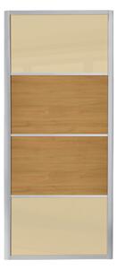 4 Panel Silver Frame Oak and Cream - 762mm