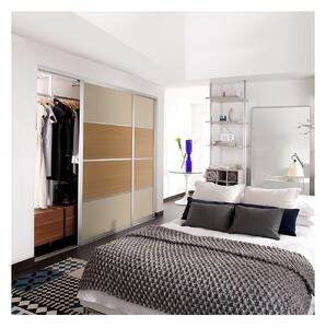 Ellipse Sliding Wardrobe Door 4 Panel Oak / Cream Panel with Aluminium Frame (W)762mm