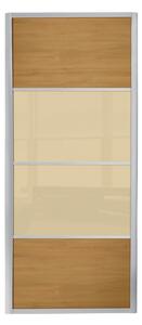 Ellipse 4 Panel Windsor Oak Panel and Cream Glass Sliding Door - 610mm