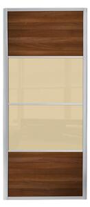 Ellipse 4 Panel Walnut Panel and Cream Glass Sliding Door - 914mm