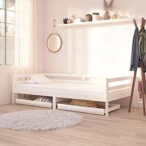 Day Bed Drawers 2 pcs White Solid Pinewood