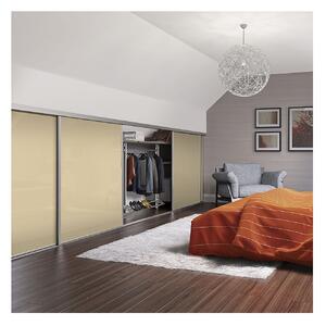Loft Sliding Wardrobe Door Cream Glass with Silver Frame (W)914mm