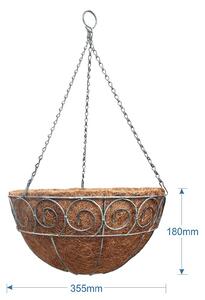 35 cm Distress Finish Hanging Basket with Coco Liner