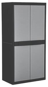 Storage Cabinet with 2 Doors 90x54x180 cm Black and Grey