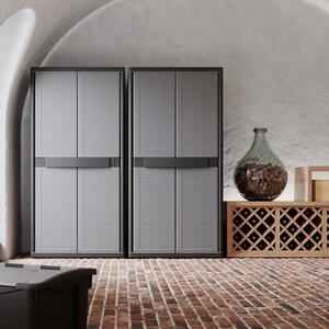 Storage Cabinet with 2 Doors 90x54x180 cm Black and Grey