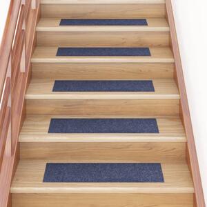 Self-adhesive Stair Mats Rectangular 15 pcs 76x20 cm Grey Blue