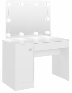 Makeup Table with LED Lights 110x55x145 cm MDF White