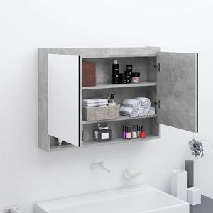 Bathroom Mirror Cabinet 80x15x60 cm MDF Concrete Grey