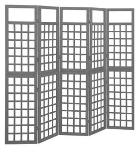 5-Panel Room Divider/Trellis Solid Fir Wood Black 201.5x180 cm
