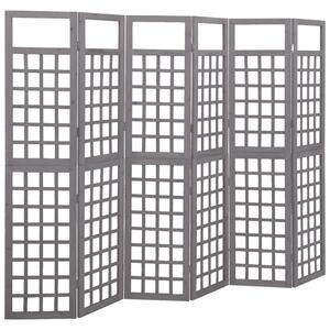 6-Panel Room Divider/Trellis Solid Fir Wood Grey 242.5x180 cm