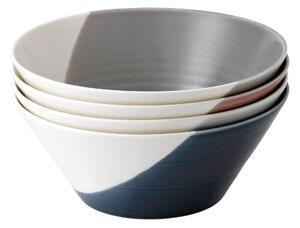 Set of 4 Royal Doulton Bowls of Plenty 21cm Bowls Blue, Red and Grey