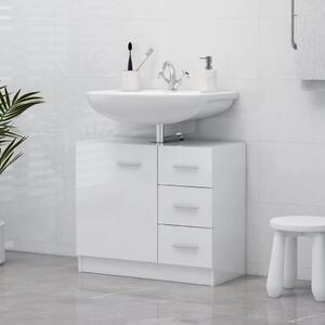 Sink Cabinet High Gloss White 63x30x54 cm Engineered Wood