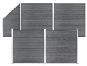 WPC Fence Set 4 Square + 1 Slanted 792x186 cm Grey