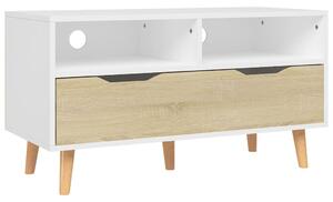 TV Cabinet White and Sonoma Oak 90x40x48.5 cm Engineered Wood