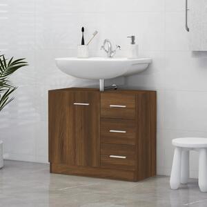 Sink Cabinet Brown Oak 63x30x54 cm Engineered Wood