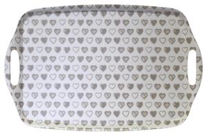 Heart Melamine Lap Tray with Handles Grey/White