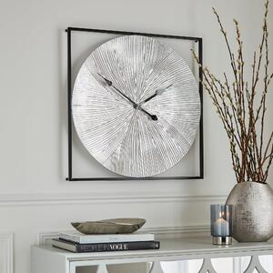 Luxe Ribbed Metal Wall Clock Silver