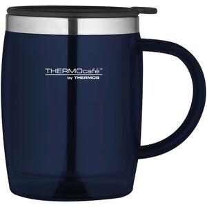 ThermoCafe 450ml Blue Translucent Desk Mug Blue and Silver
