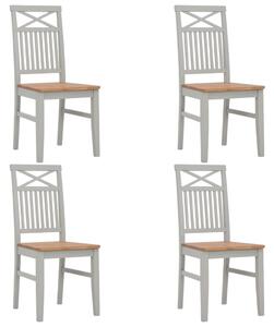 Dining Chairs 4 pcs Grey Solid Oak Wood