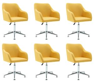 Swivel Dining Chairs 6 pcs Yellow Fabric