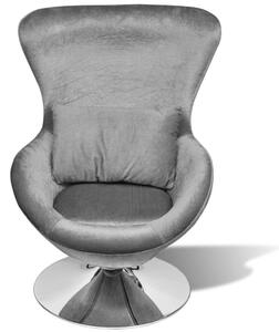 Swivel Egg Chair with Cushion Silver Velvet