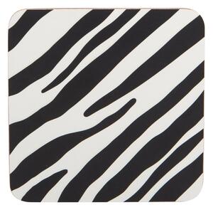 Set of 4 Madagascar Zebra Stripe Coasters Grey/White