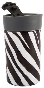 Madagascar Zebra Stripe 300ml Insulated Travel Mug Black and White