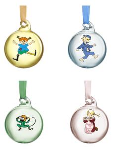 Muurla Pippi and Emil decoration sphere Ø5 cm 4-pack Multi