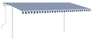 Manual Retractable Awning with LED 5x3 m Blue and White
