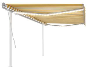 Manual Retractable Awning with LED 5x3.5 m Yellow and White