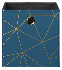 Clever Cube Velvet Geometric Insert - Smokey Blue & Gold