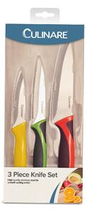 Culinare 3 piece Knife Set Silver, Red and Green